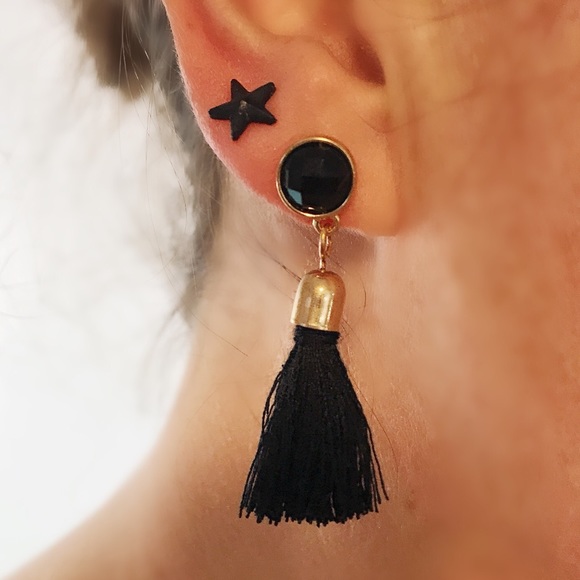 NEW!💙💎TASSEL! BLACK! GOLD! EARRINGS!💎💙PRETTY!! - Picture 6 of 8